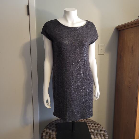 Vivienne Tam Metallic Knit Mini Dress S Cap Sleeve Stretch Lined Holiday Party - Picture 8 of 8